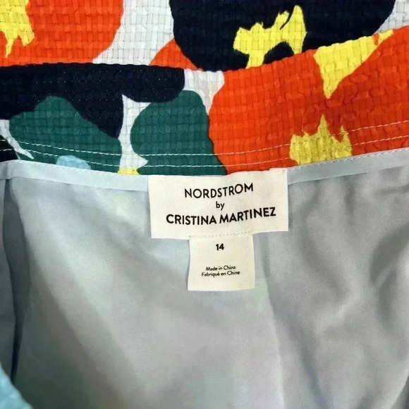 Nordstrom x Christina Martinez Skirt 14 Floral Print Lined Pockets Button Front - Picture 7 of 9